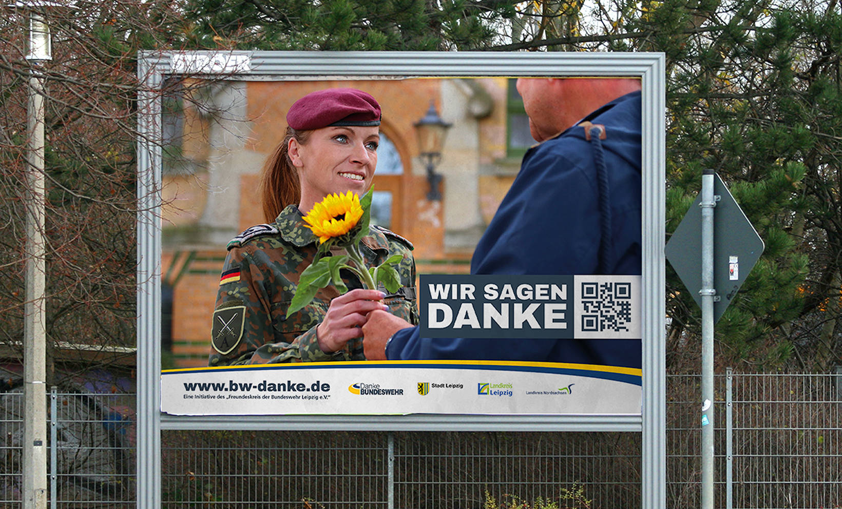 Werbekampagne - Wir sagen Danke, Bundeswehr - Plakate in der Stadt Leipzig