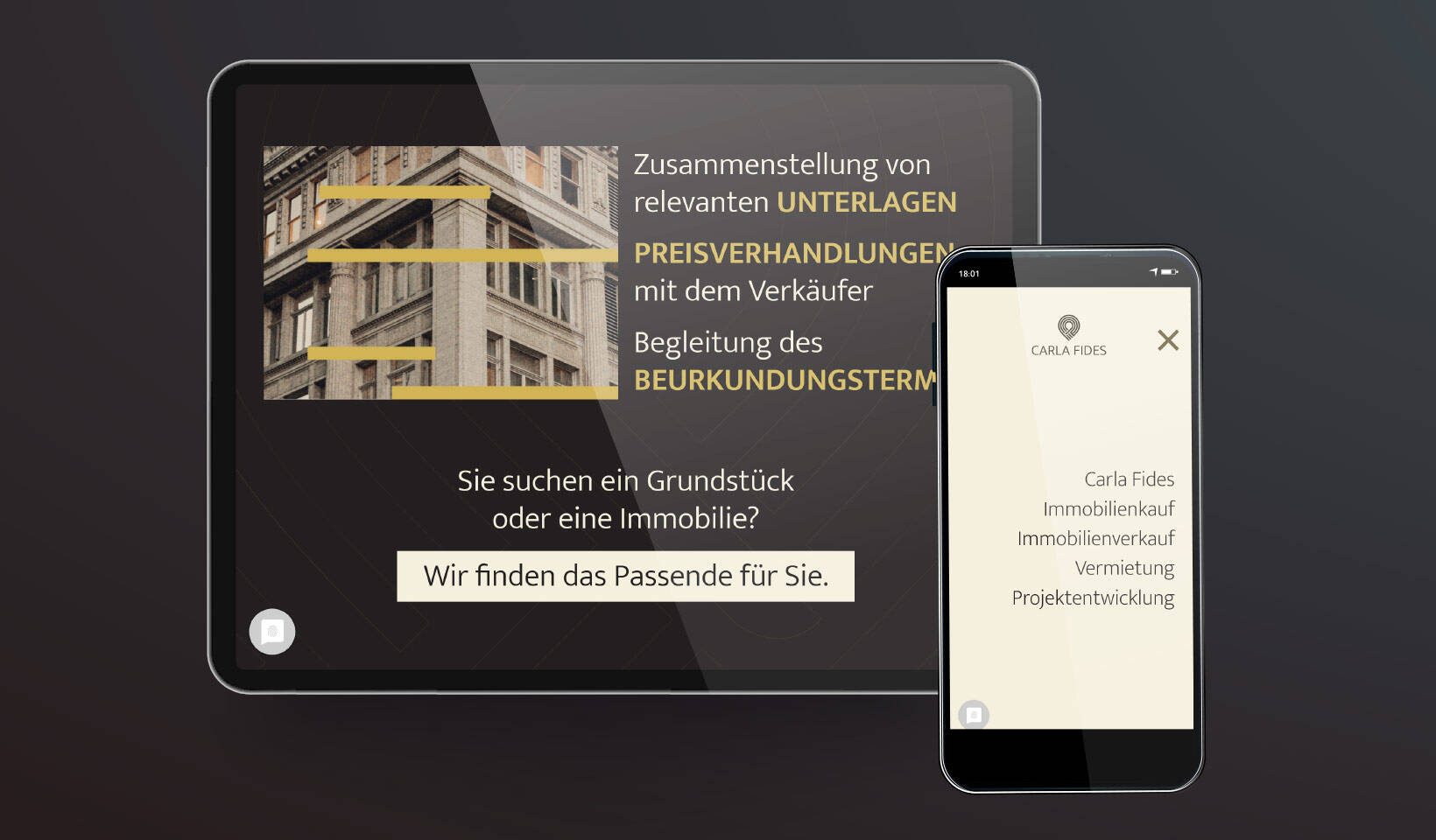 Konzeption, Gestaltung und Programmierung einer Website für Immobilienunternehmen