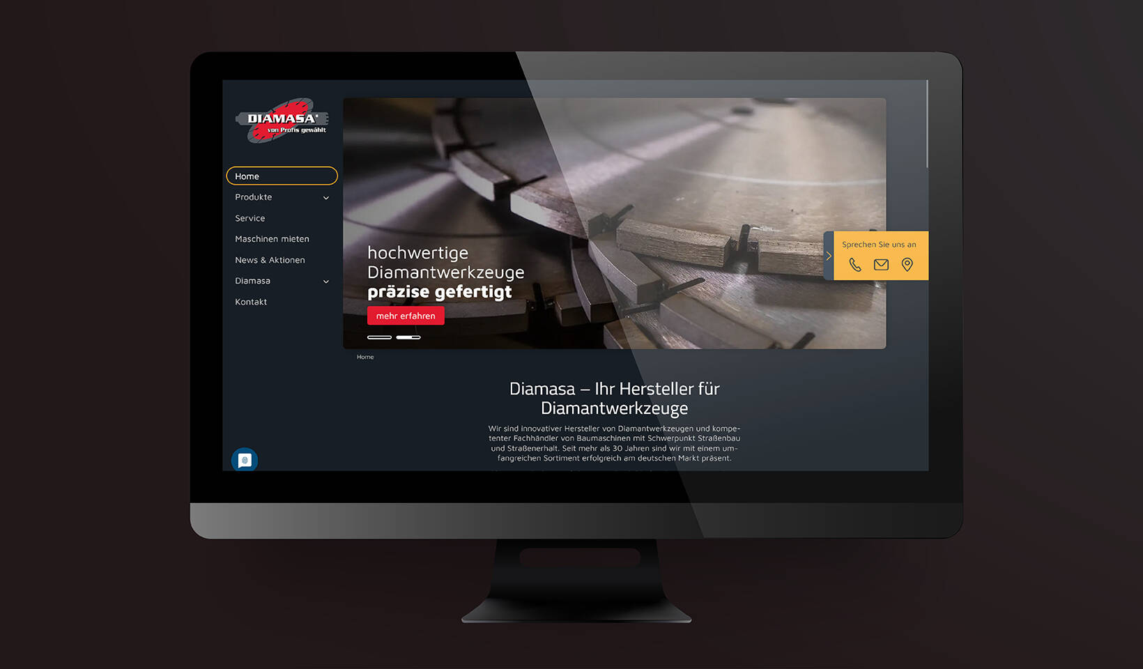 B2B Website für Diamantwerkzeuge & Baumaschinen