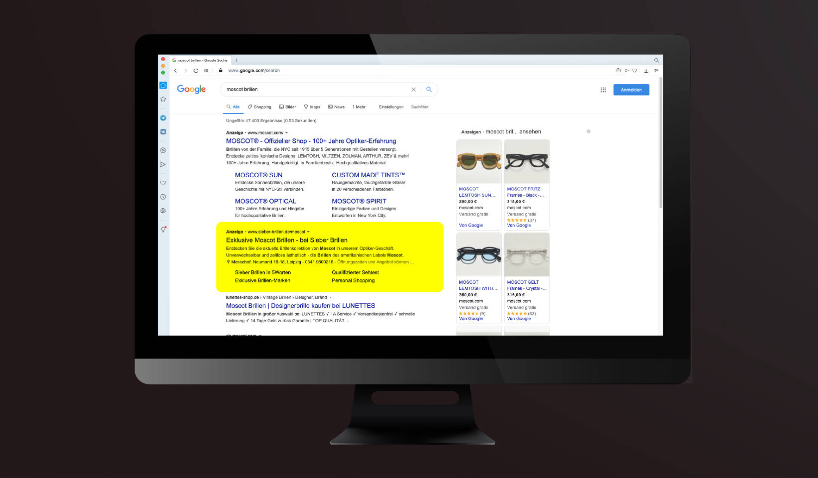 Markenspezifische Google Ads für Optiker
