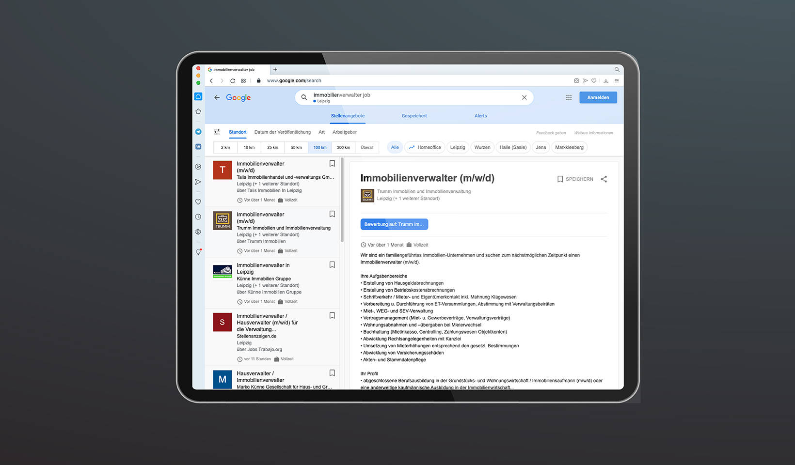 Trumm Website: Stellenangebote auf Google Jobs publiziert